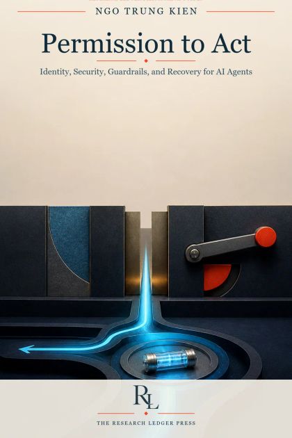 Cover of Permission to Act: a prepared Research Ledger Press guide to identity, security, guardrails, and recovery for AI agents.