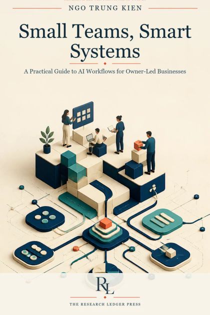 Cover of Small Teams, Smart Systems: a prepared Research Ledger Press guide to AI workflows for owner-led businesses.