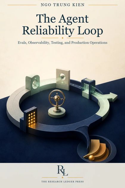 Cover of The Agent Reliability Loop: a prepared Research Ledger Press guide to evaluations, observability, testing, and operations.