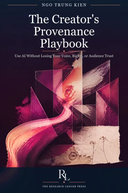 Cover of The Creator's Provenance Playbook: a prepared Research Ledger Press guide to using AI with voice, rights, and trust.